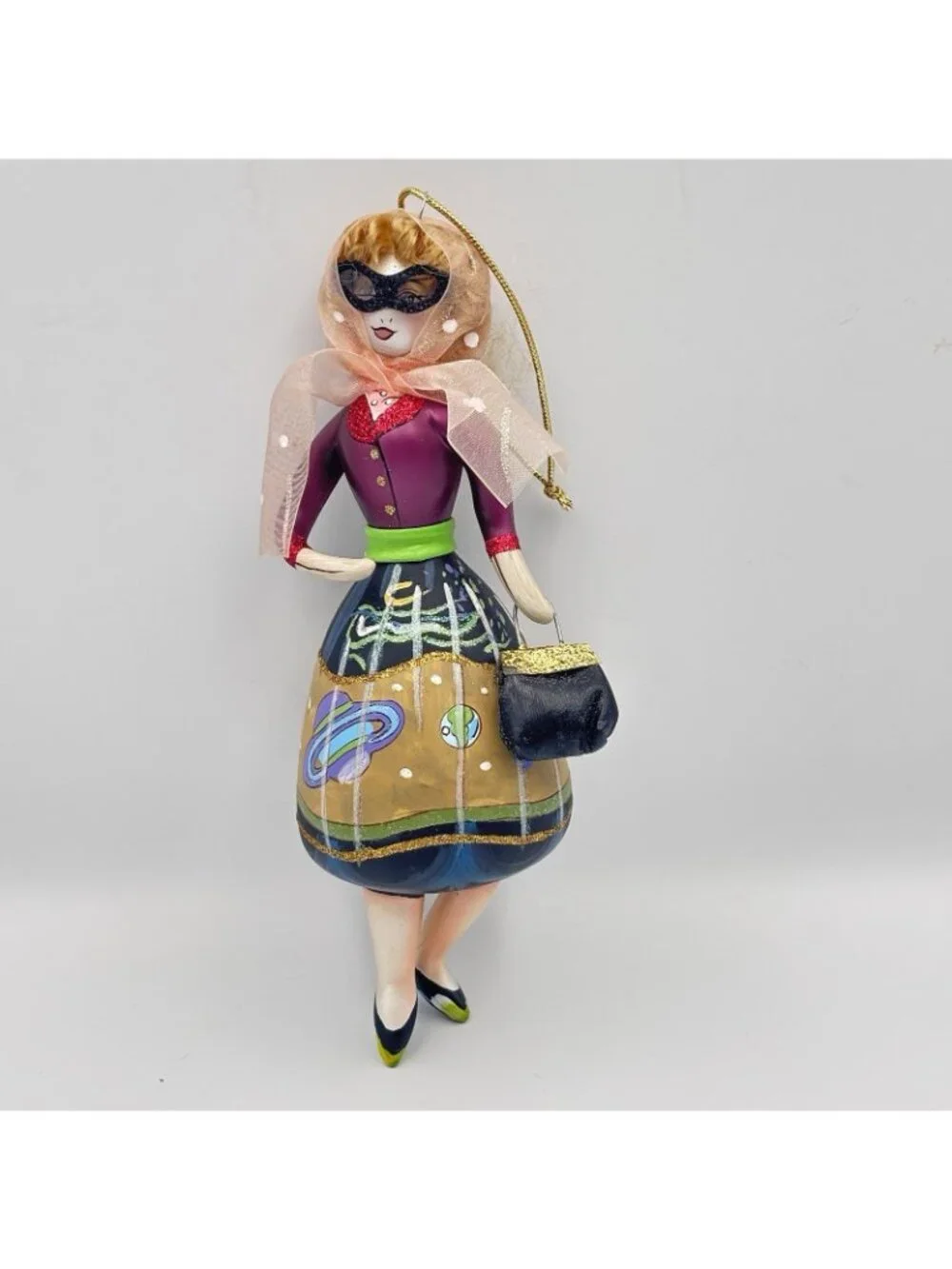 Ladies With Elegance Blown Glass Christmas Ornament Sunglasses Planets Retro